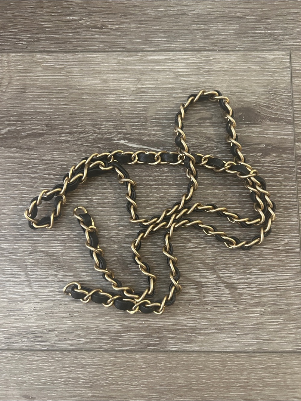 CHANEL Gold-Tone Interwoven Leather Chain Strap Only!! / In Great Condtion